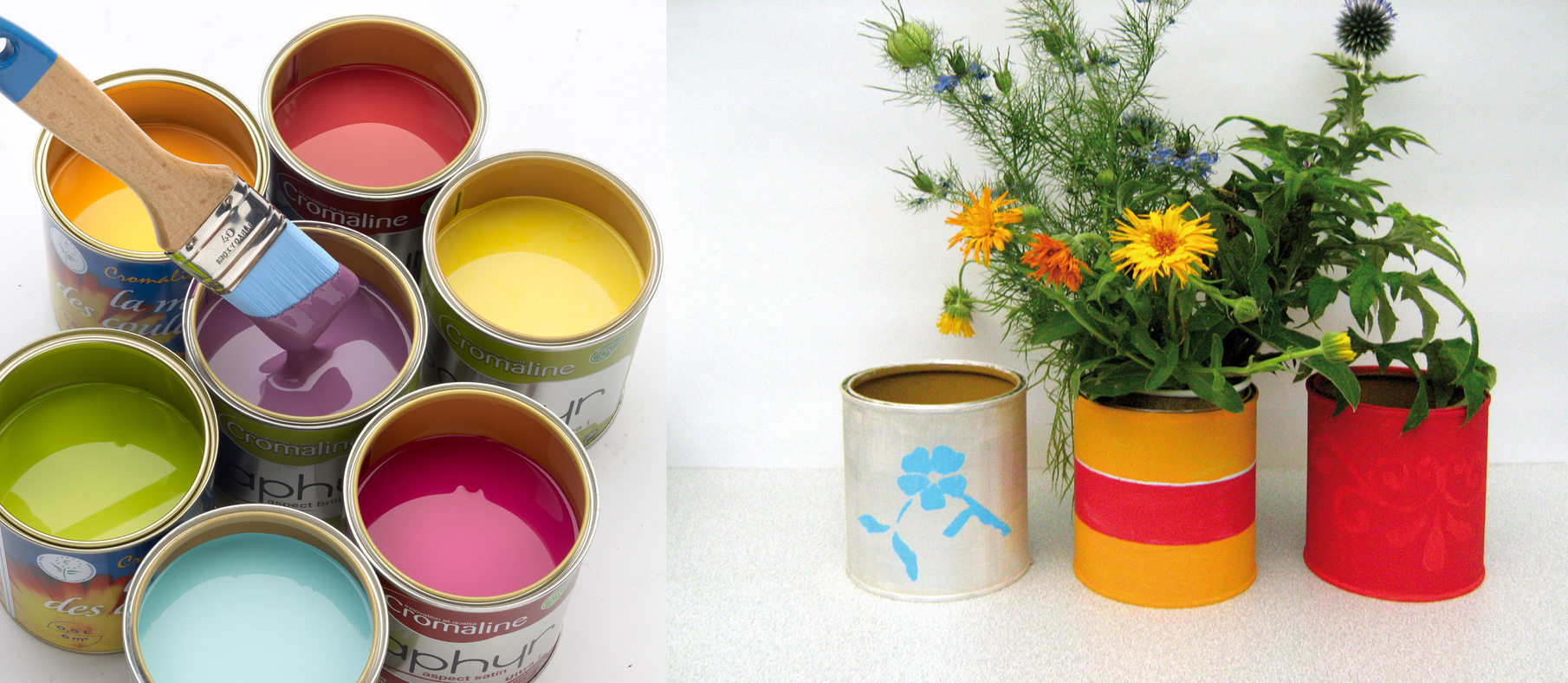 Créer un pot de fleurs DIY avec des pots de peinture 4MURS
