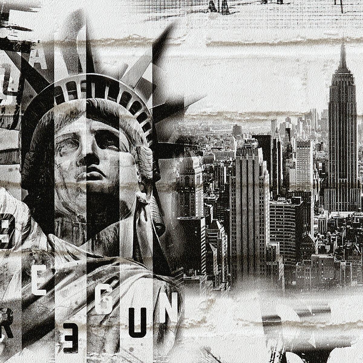 Papier peint NEW YORK FREEGUN coloris gris blanc Papier Peint 4MURS
