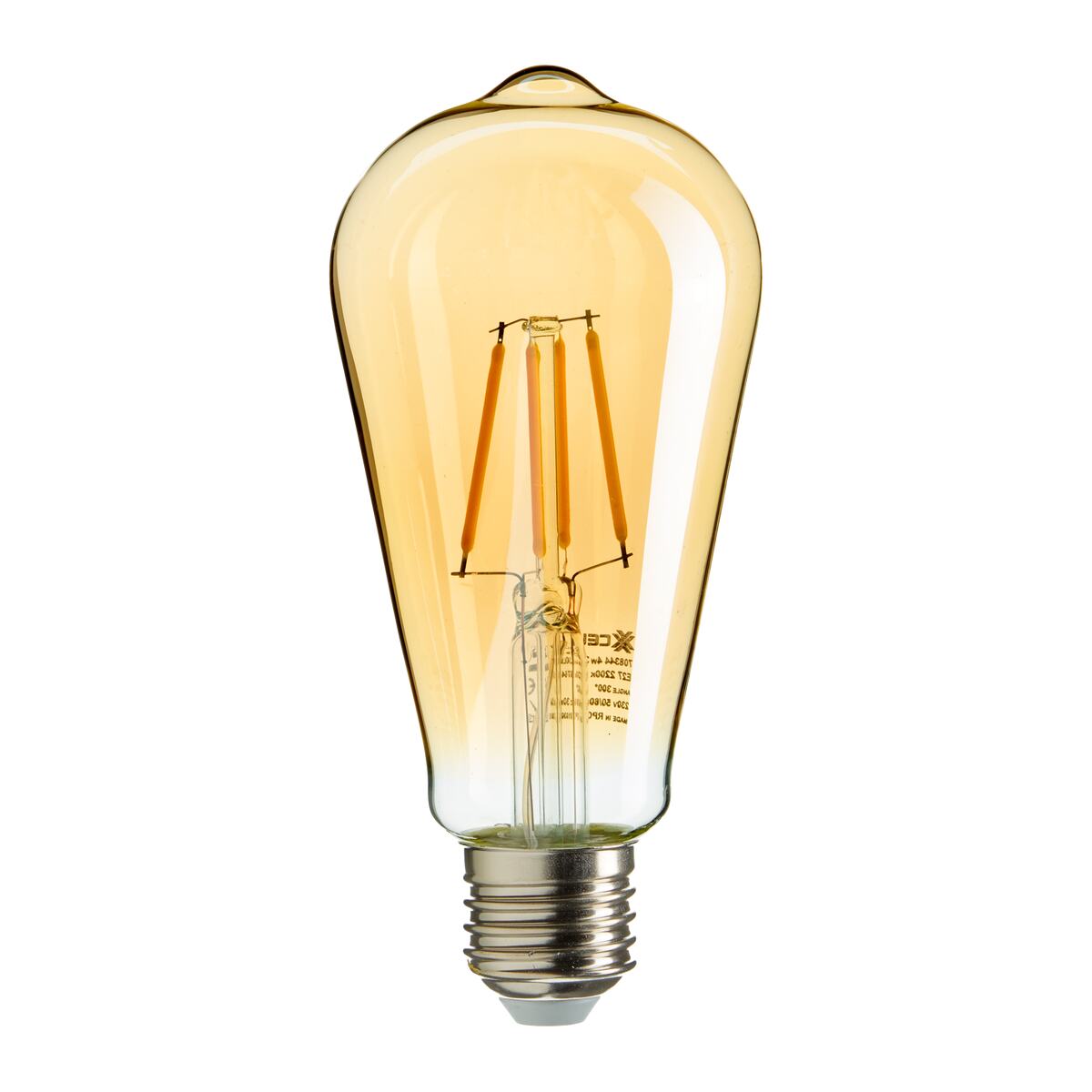 Ampoule LED POIRE AMBRÉ ST64 40W E27 lumière chaude coloris jaune 14 x