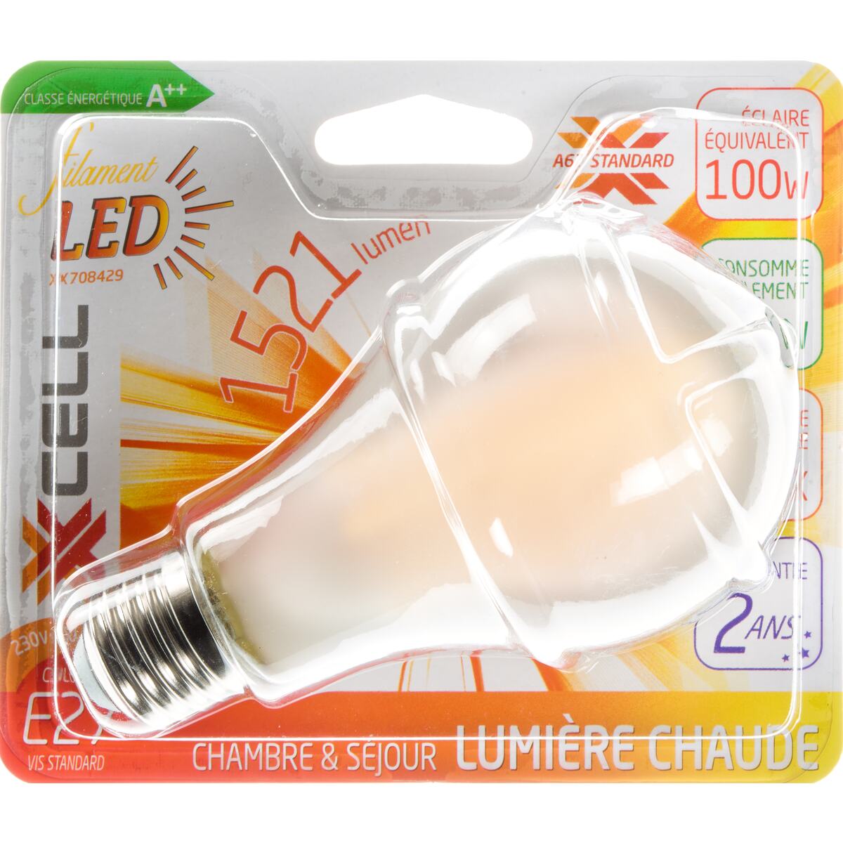 Ampoule LED SPHERE DEPOLIE 100W E27 lumière chaude jaune 13 x 6,5 cm