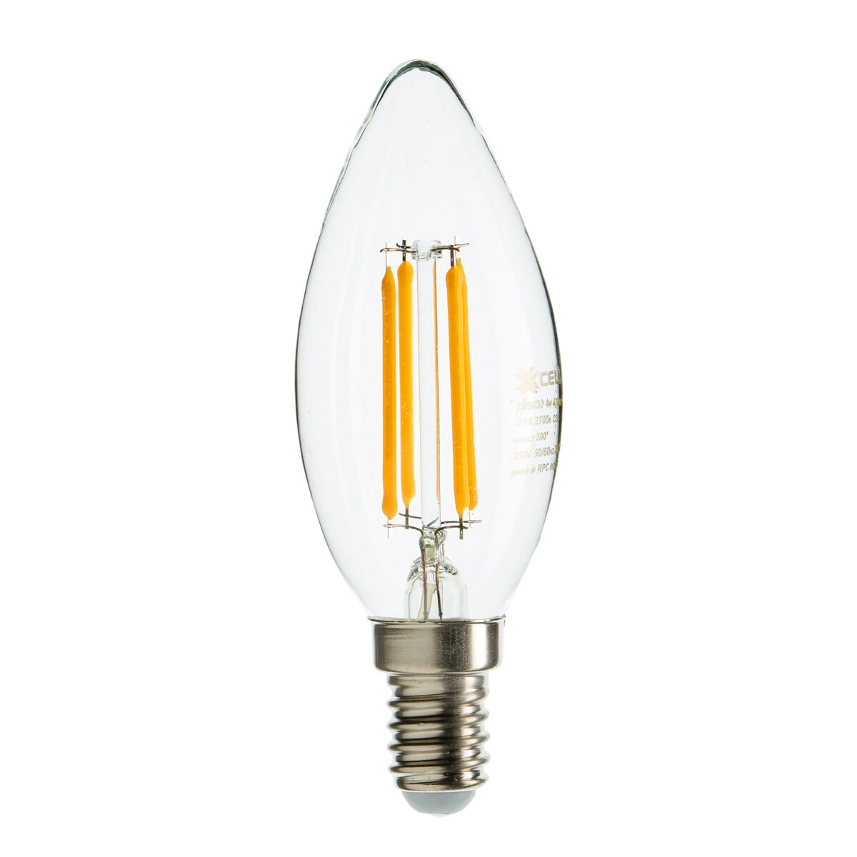 Ampoule LED FLAMME 40W E14 35 mm lumière chaude jaune 10,5 x 3,5 cm