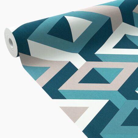 Papier peint intissé TILTON coloris bleu pétrole