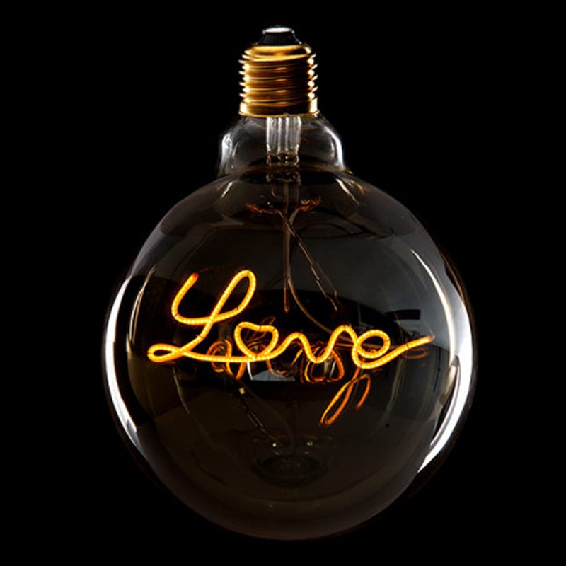 Ampoule FILAMENT LOVE E27 lumière chaude coloris jaune 12 x 12 cm
