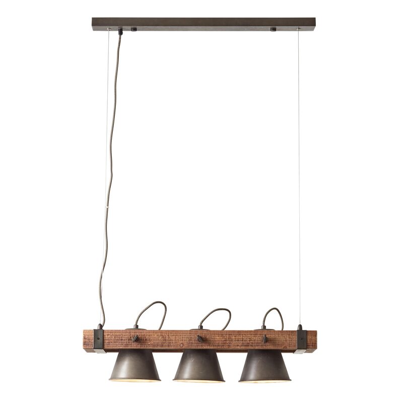 Suspension PLOW coloris noir et bois clair 11,5 x 70 cm