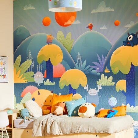 Panoramische wanddecoratie XL MONSTER PARADISE 300 x 270 cm